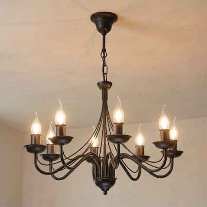 Lustre à chaîne ANTON 8xE14/60W/230V noir