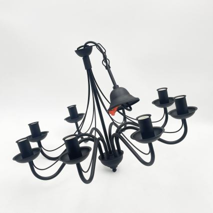 Lustre à chaîne ANTON 8xE14/60W/230V noir