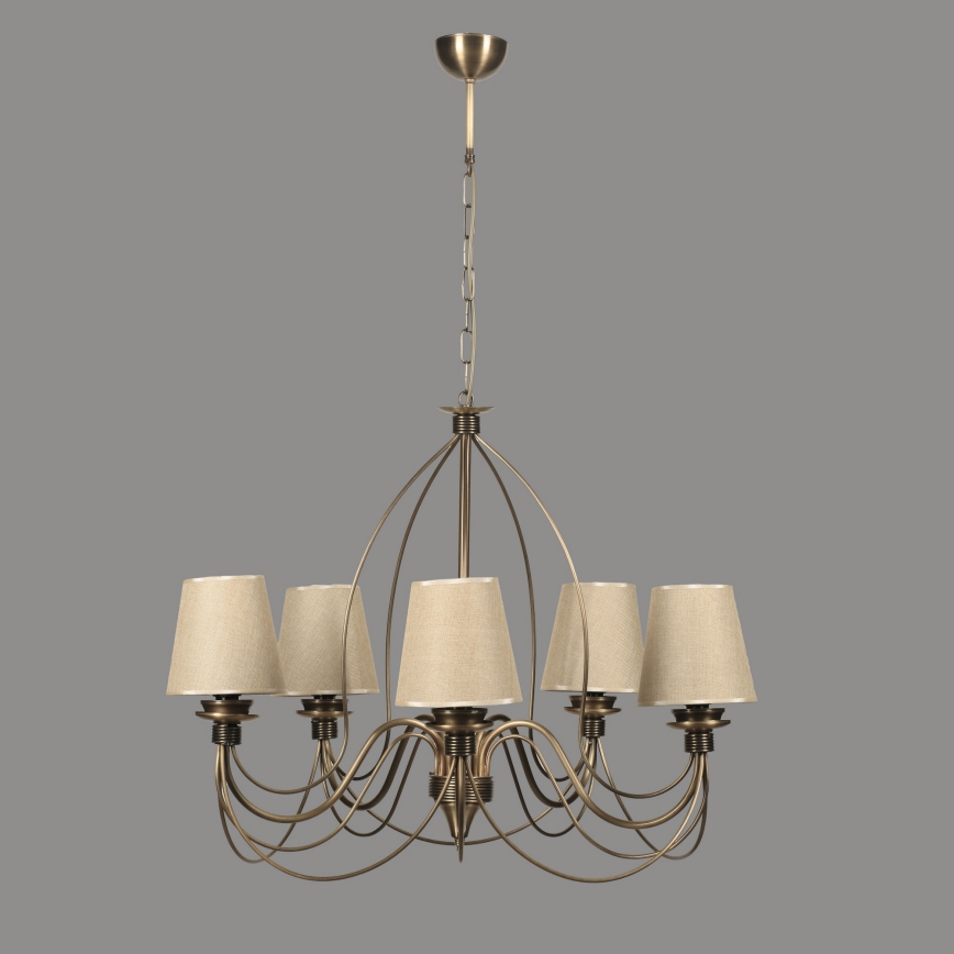 Lustre à chaîne CLASSIC 5xE14/40W/230V bronze/beige