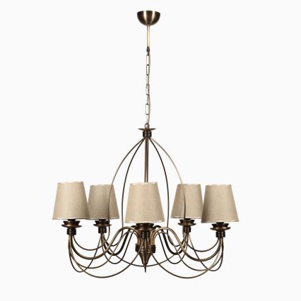 Lustre à chaîne CLASSIC 5xE14/40W/230V bronze/beige