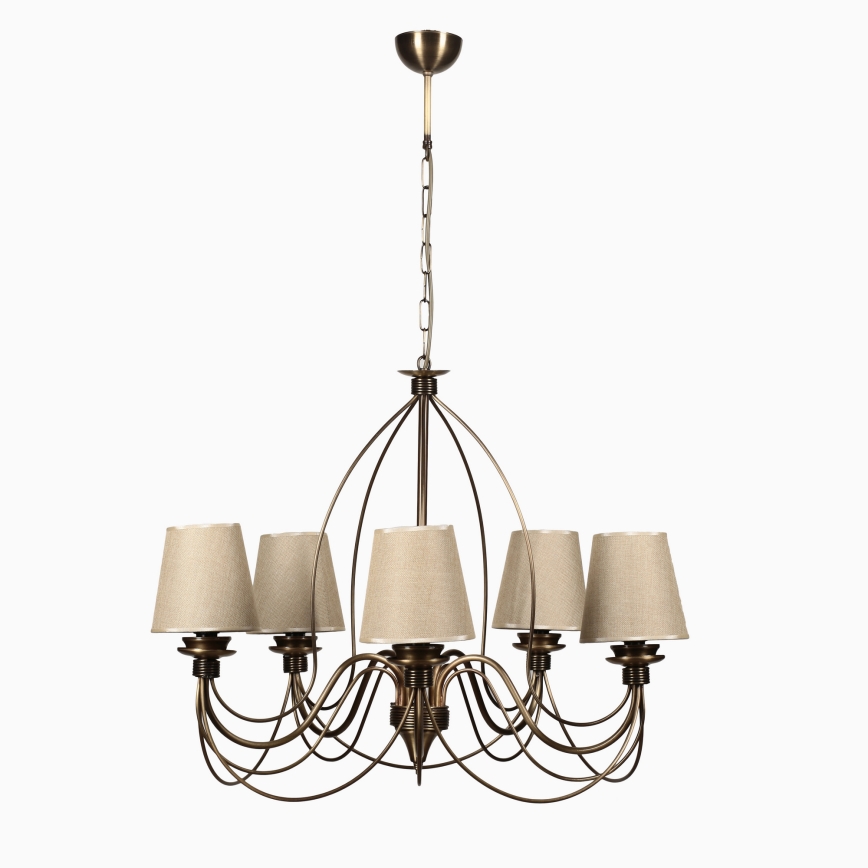Lustre à chaîne CLASSIC 5xE14/40W/230V bronze/beige