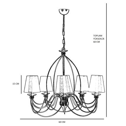 Lustre à chaîne CLASSIC 5xE14/40W/230V bronze/beige