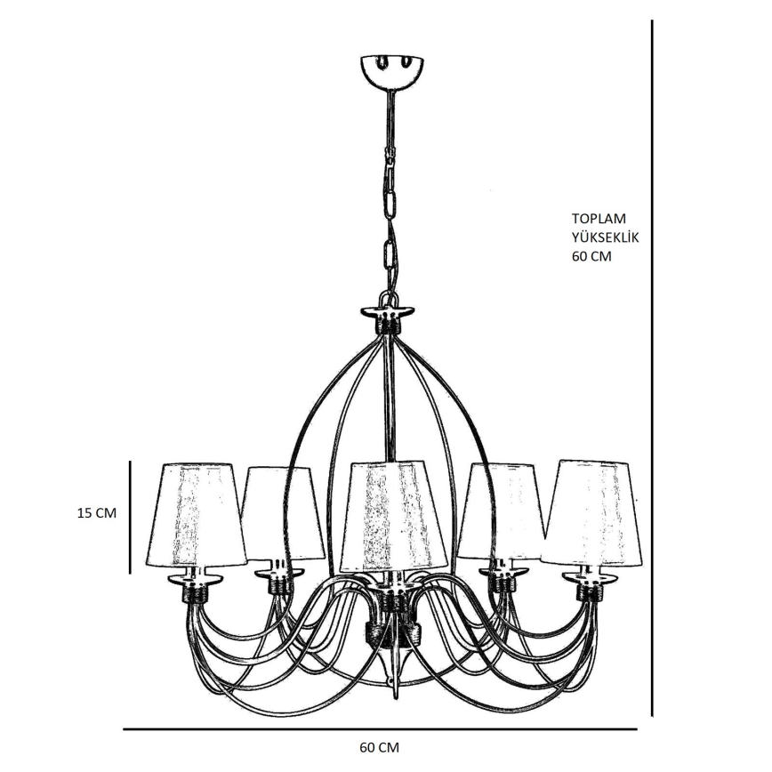 Lustre à chaîne CLASSIC 5xE14/40W/230V bronze/beige