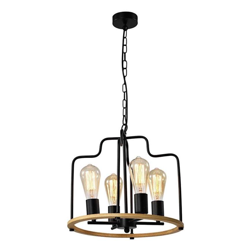 Lustre à chaîne DATUS 4xE27/40W/230V noir/marron