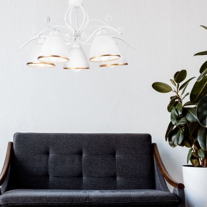 Lustre à chaîne RETRO II 5xE27/60W/230V blanc