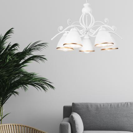 Lustre à chaîne RETRO II 5xE27/60W/230V blanc