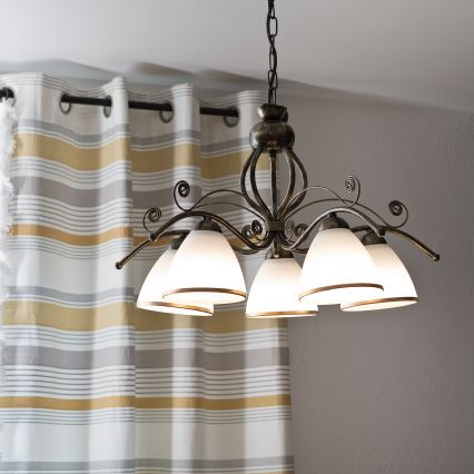 Lustre à chaîne RETRO II 5xE27/60W/230V, patine noire