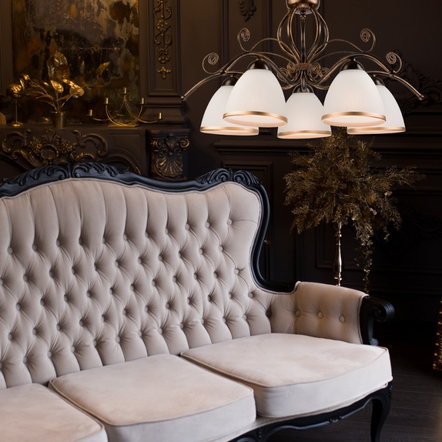 Lustre à chaîne RETRO II 5xE27/60W/230V, patine noire