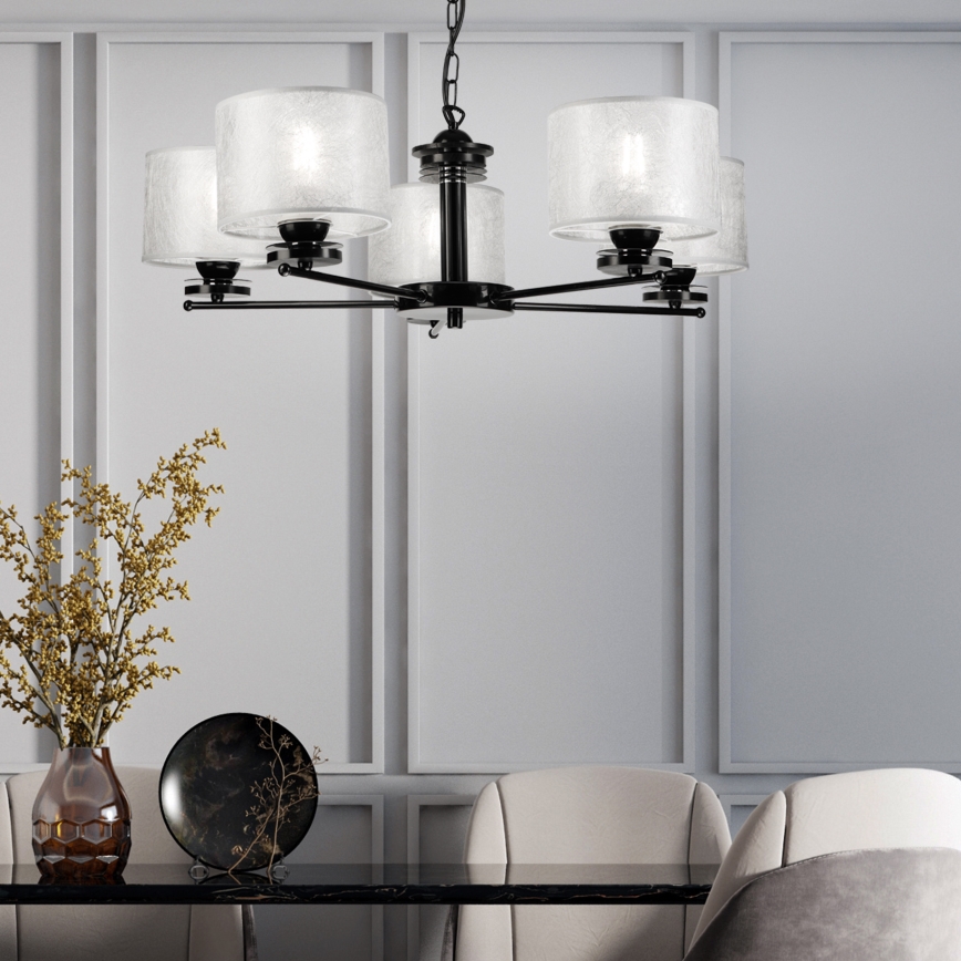 Lustre à chaîne ROSA 5xE27/60W/230V noir/gris