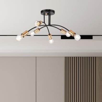 Lustre à montage en saillie ANYA 6xE27/15W/230V noir/doré