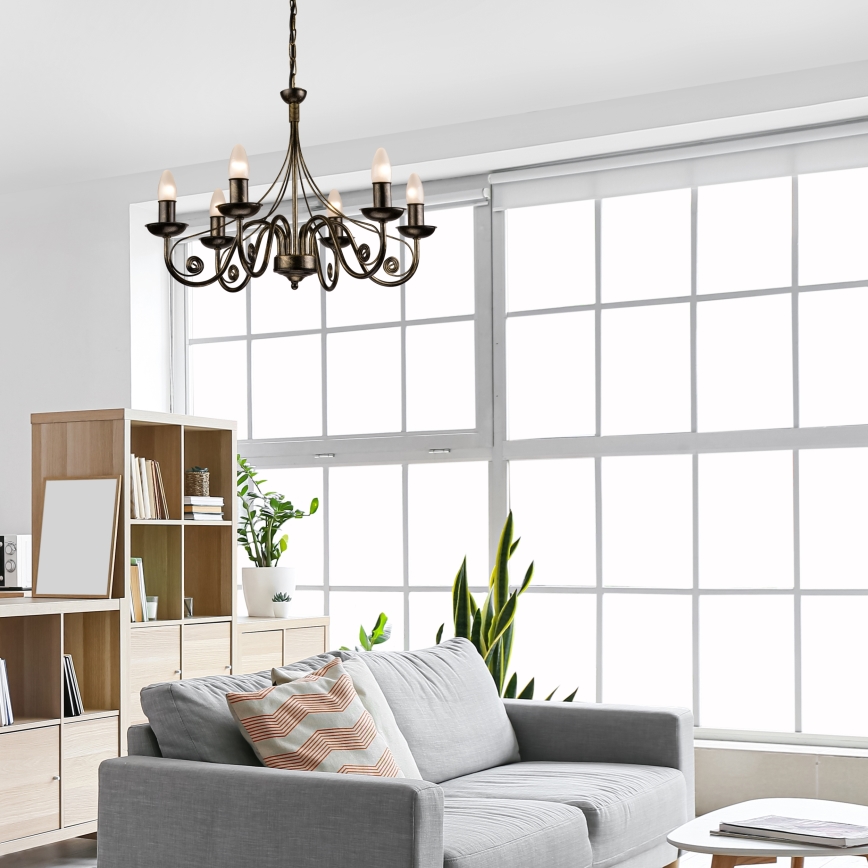 Lustre avec chaîne DONATO 6xE14/40W/230V