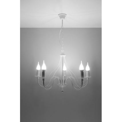 Lustre avec chaîne MINERWA 5 5xE14/40W/230V blanc