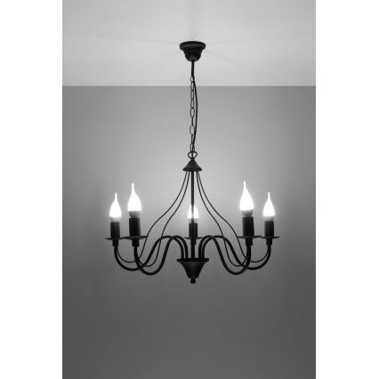 Lustre avec chaîne MINERWA 5 5xE14/40W/230V noir