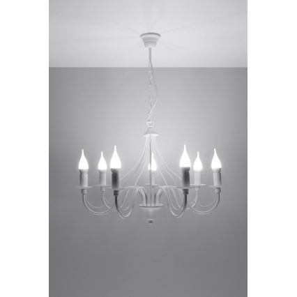 Lustre avec chaîne MINERWA 7 7xE14/40W/230V blanc