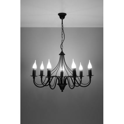 Lustre avec chaîne MINERWA 7 7xE14/40W/230V noir