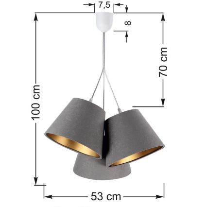 Lustre avec fil AMBROSIA 3xE27/60W/230V