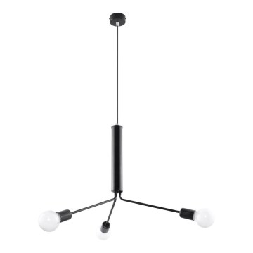 Lustre avec fil DUOMO 3D 3xE27/60W/230V noir