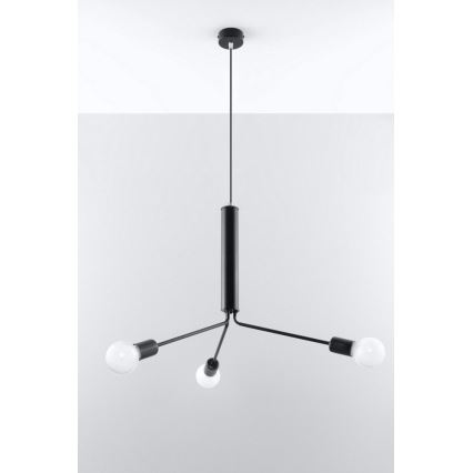 Lustre avec fil DUOMO 3D 3xE27/60W/230V noir