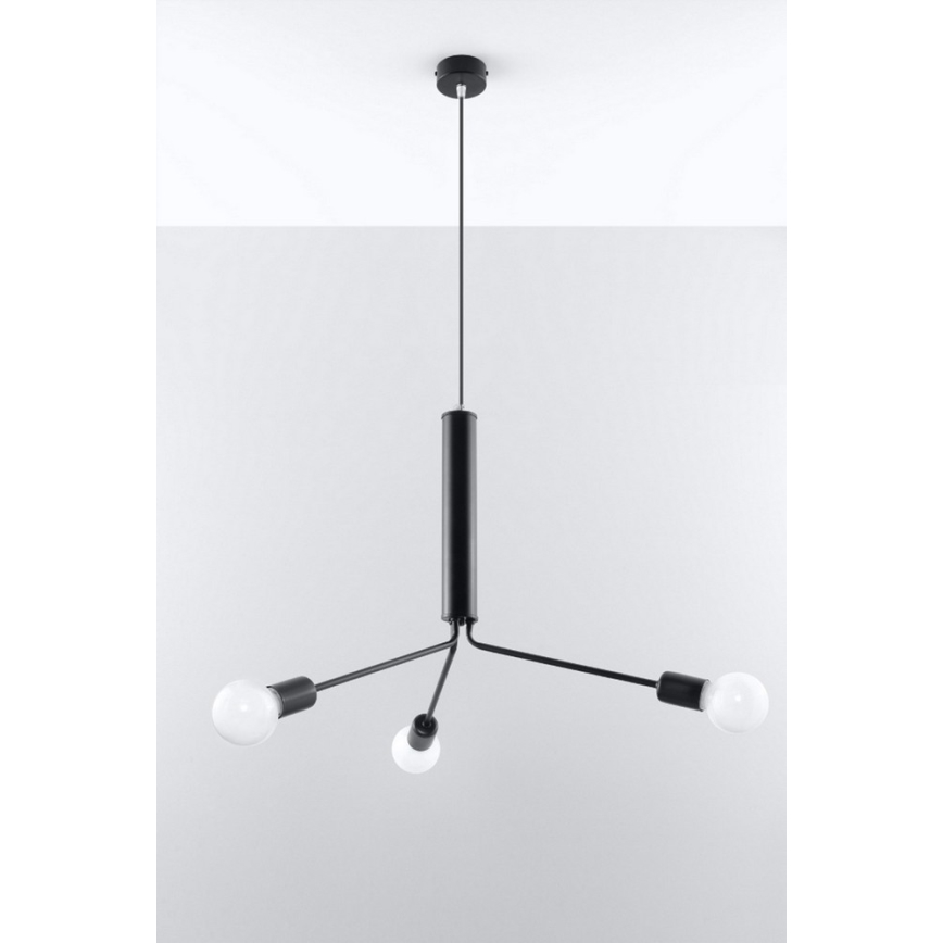 Lustre avec fil DUOMO 3D 3xE27/60W/230V noir