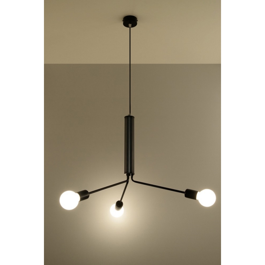 Lustre avec fil DUOMO 3D 3xE27/60W/230V noir