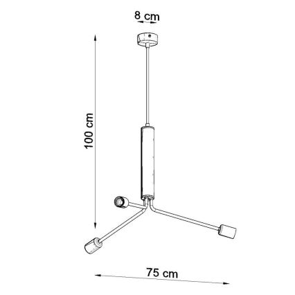 Lustre avec fil DUOMO 3D 3xE27/60W/230V noir