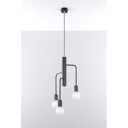 Lustre avec fil DUOMO 3M 3xE27/60W/230V noir