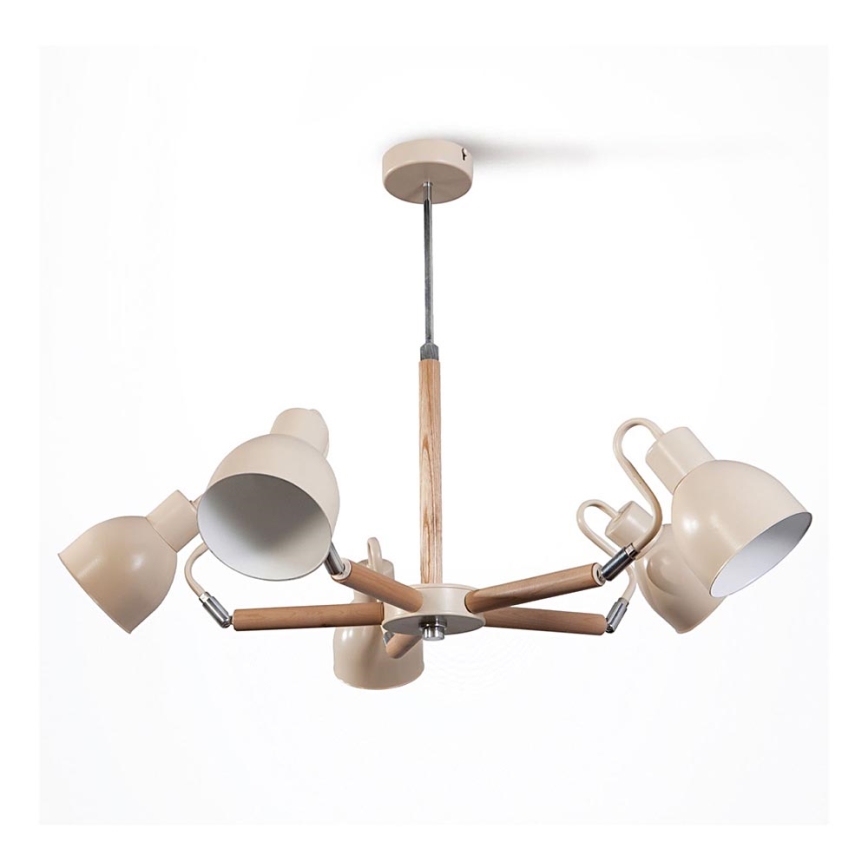 Lustre avec tige KALITHEA 5xE27/60W/230V beige