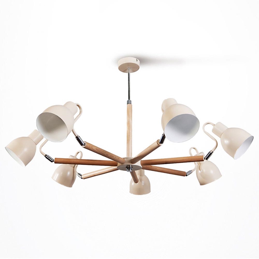 Lustre avec tige KALLITHEA 7xE27/60W/230V beige