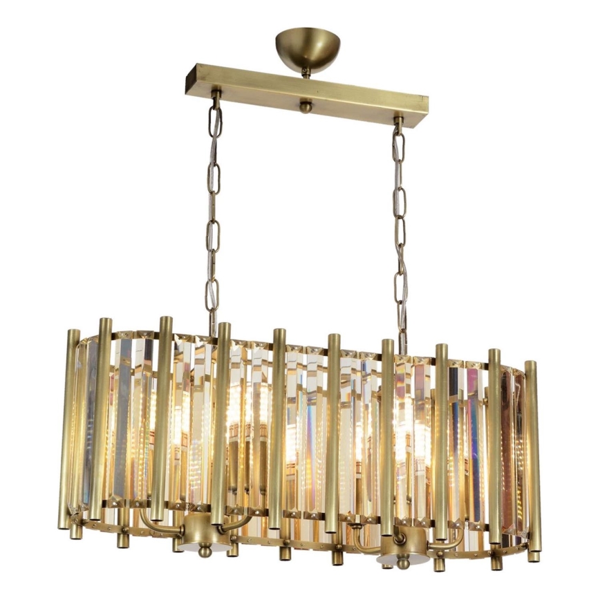 Lustre CRYSTALLINE sur chaîne, 6xE14/40W/230V, finition laiton