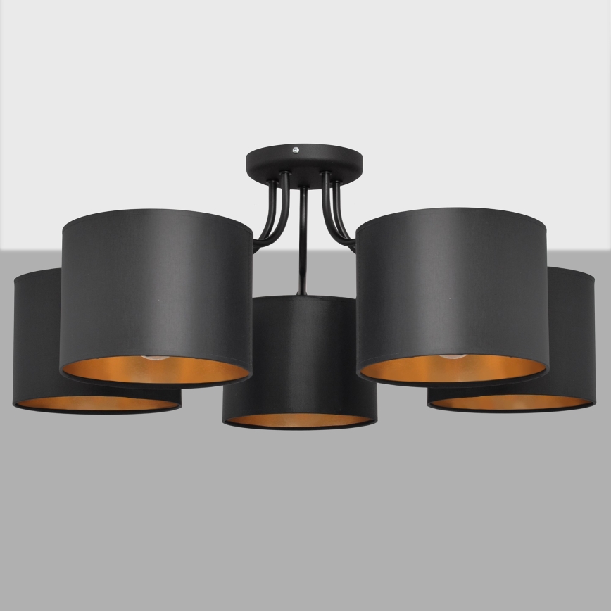 Lustre en applique ALBA 5xE27/15W/230V noir/doré