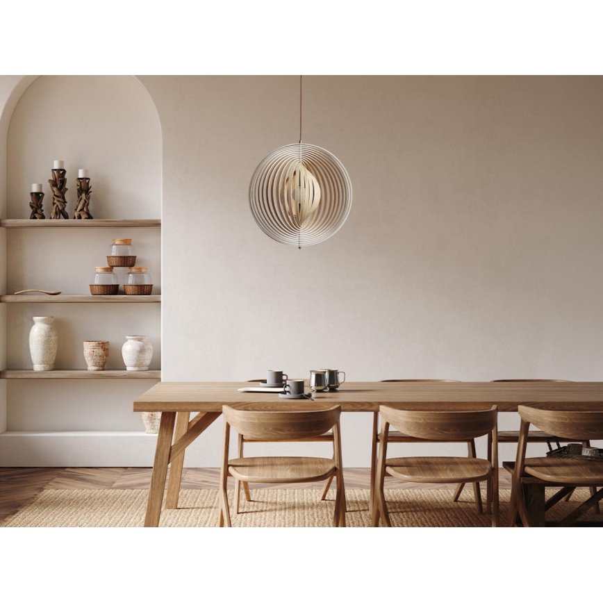 Lustre en bois sur câble 1xE27/60W/230V Ø 50 cm massif/placage/hévéa