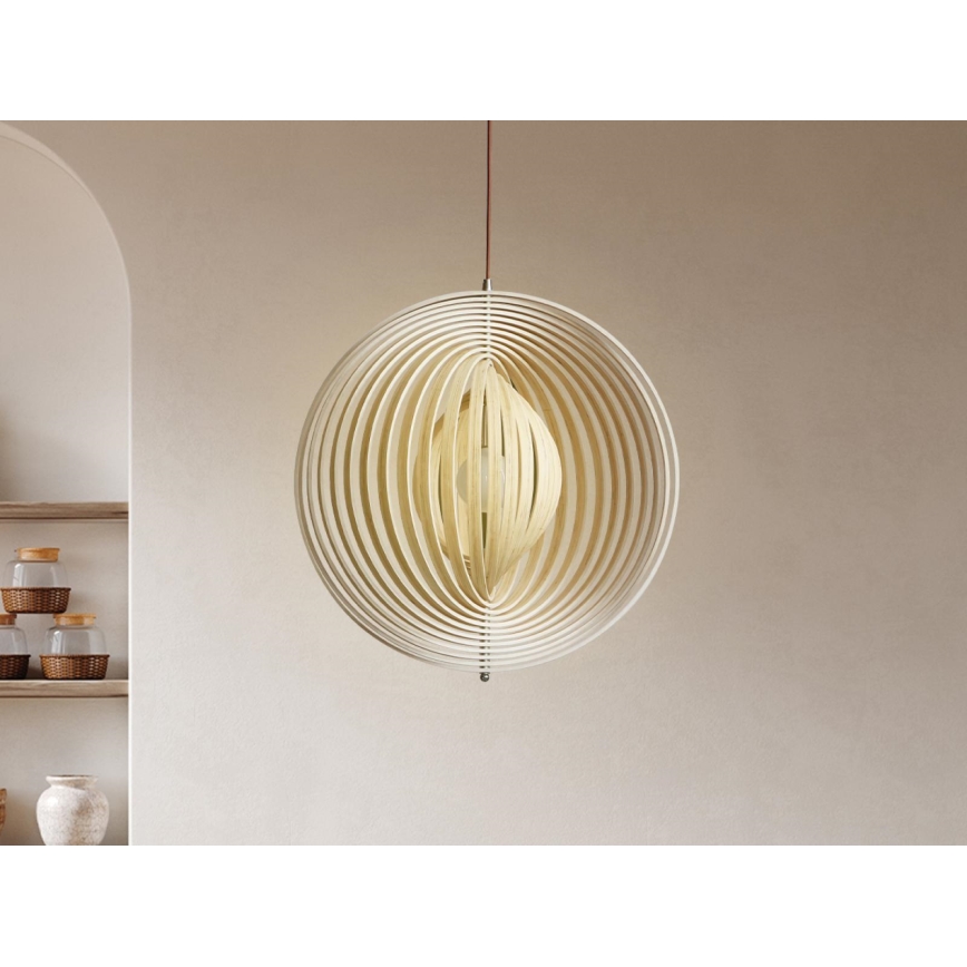 Lustre en bois sur câble 1xE27/60W/230V Ø 50 cm massif/placage/hévéa