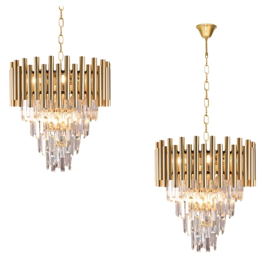 Lustre en cristal sur chaîne MADISON 9xE14/40W/230V doré