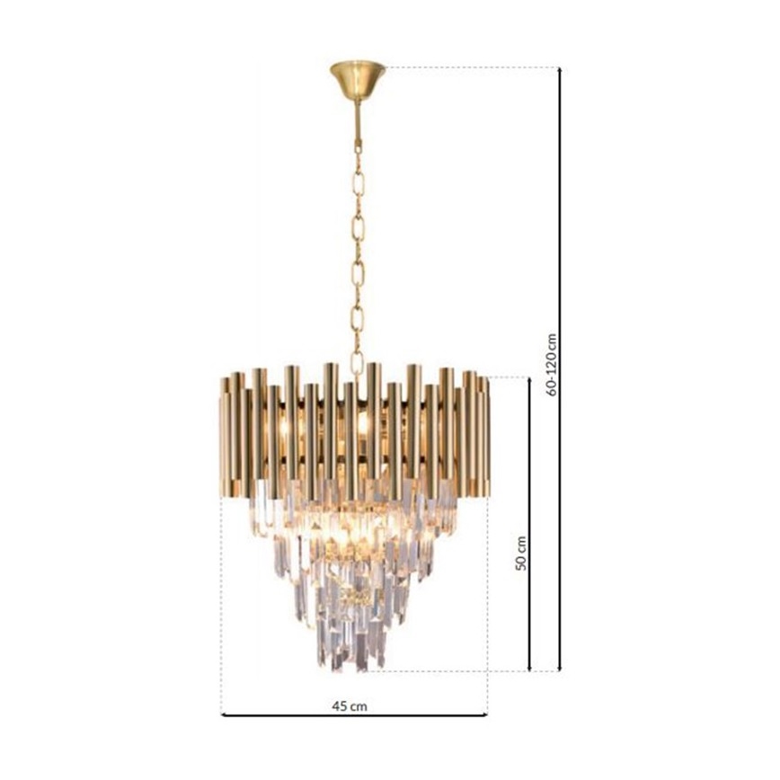 Lustre en cristal sur chaîne MADISON 9xE14/40W/230V doré