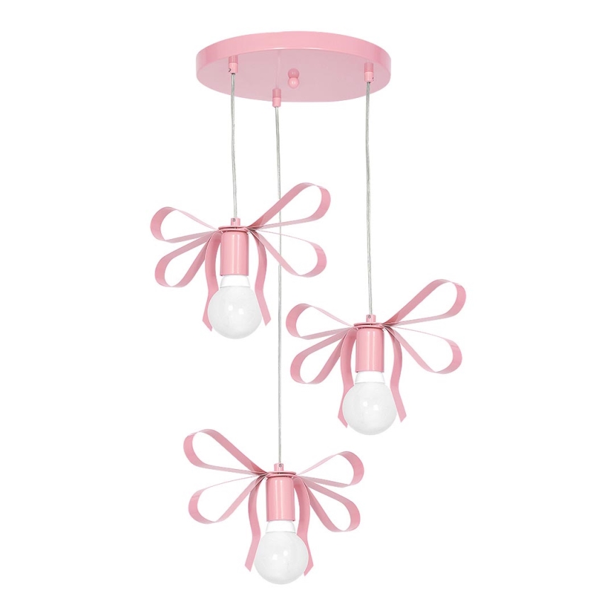 Lustre enfant NELA 3xE27/60W/230V rose clair