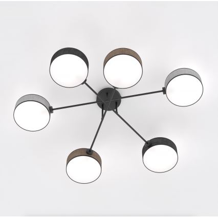 Lustre fixé au plafond MAGA 6xE14/10W/230V noir/marron/gris