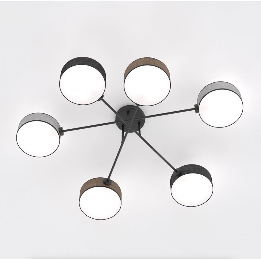 Lustre fixé au plafond MAGA 6xE14/10W/230V noir/marron/gris
