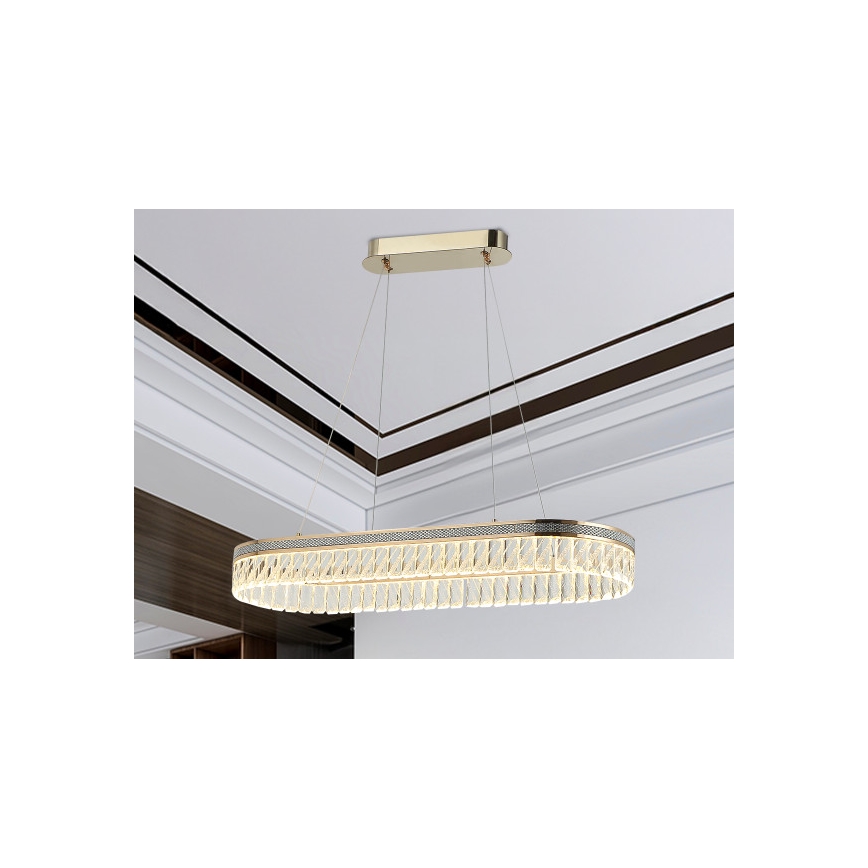 Lustre LED dimmable en cristal suspendu sur câble THALIA LED/50W/230V 3000-6000K + télécommande