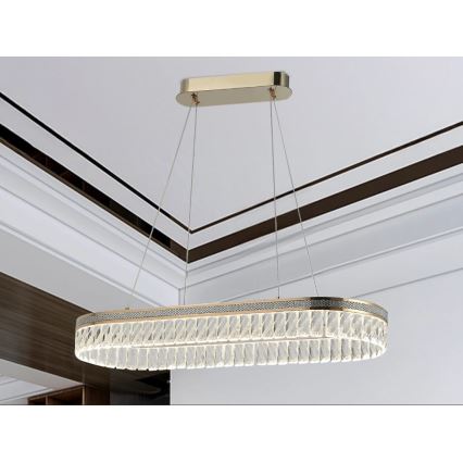 Lustre LED dimmable en cristal suspendu sur câble THALIA LED/50W/230V 3000-6000K + télécommande