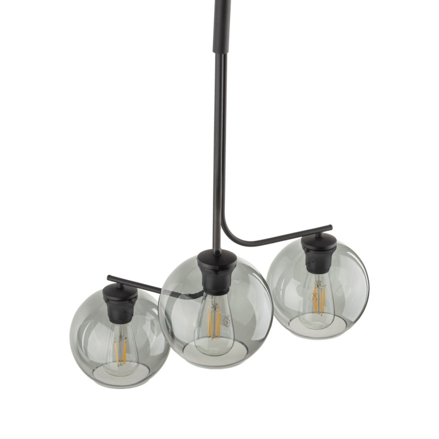Lustre LED sur câble CESAR 3xE27/15W/230V noir/gris fumé