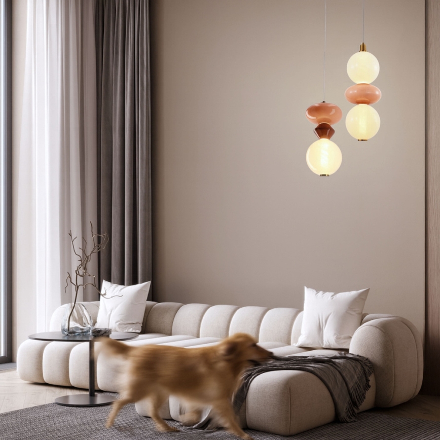 Lustre LED sur câble FLORES LED/12W/230V doré/orangé