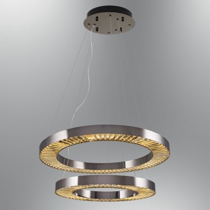 Lustre LED sur câble JESI — 140 W, 230 V, 3000 K, Ø 100 cm, finition argentée
