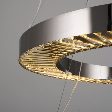 Lustre LED sur câble JESI — 140 W, 230 V, 3000 K, Ø 100 cm, finition argentée