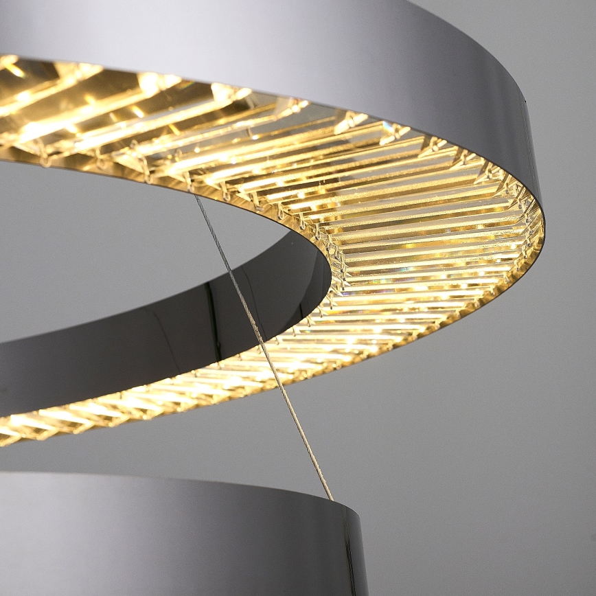 Lustre LED sur câble JESI — 140 W, 230 V, 3000 K, Ø 100 cm, finition argentée