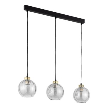 Lustre LED suspendu sur câble DEVI 3xE27/15W/230V noir/fumé