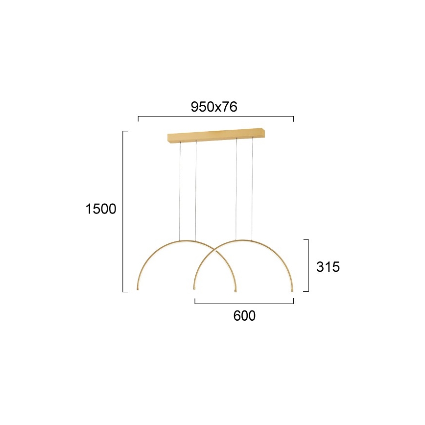 Lustre LED suspendu sur câble MEGAN LED/39W/230V, doré