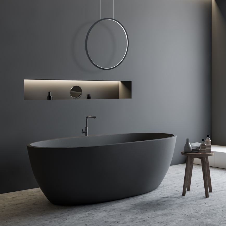 Lustre LED suspendu sur câble SATURNO LED/28W/230V Ø 50 cm IP44 noir