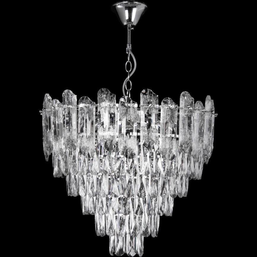 Lustre LED suspendu sur chaîne 9xE27/60W/230V + 6xLED/6W Ø 50 cm chromé brillant