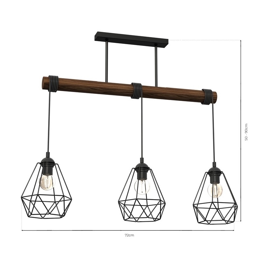 Lustre monté en surface ACERO 3xE27/60W/230V