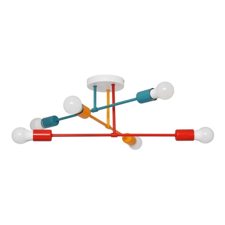 Lustre monté en surface CAMBRIDGE 6xE27/20W/230V bleu/rouge/orange